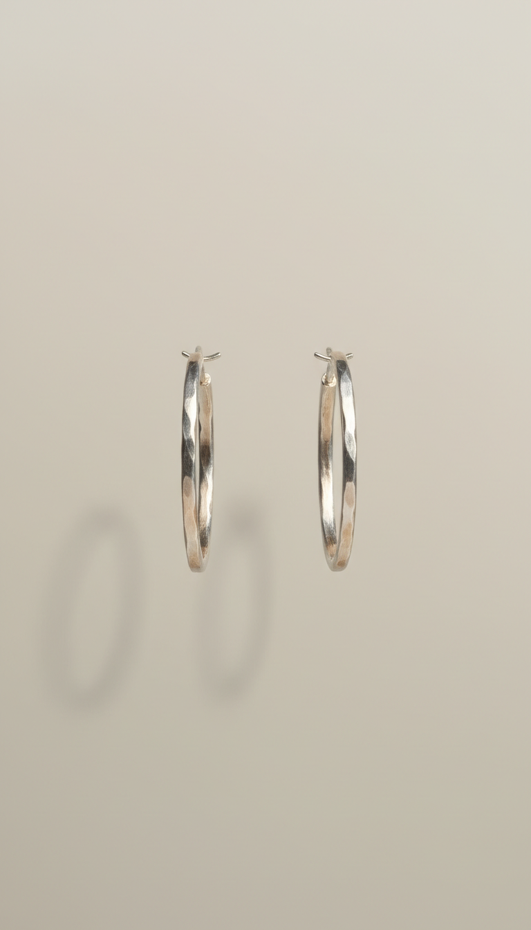 Delicate recycled silver hoop earrings
